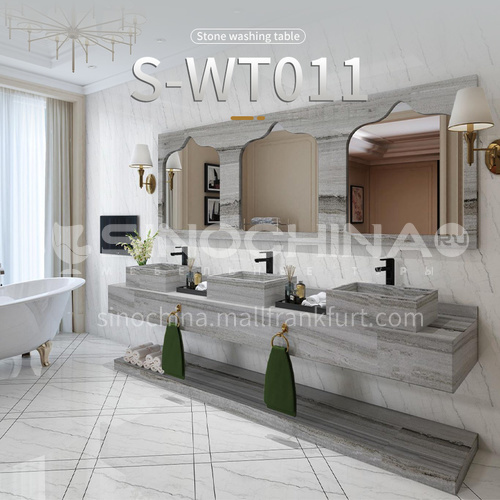 Classic European Style Bathroom Marble Sink Natural Marble Wall Sink Lightweight Custom Combination Luxury Wall Mounted Marble Sink S-WT011